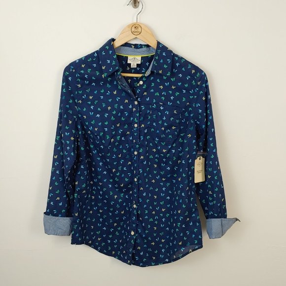 St. John's Bay Tops - St. John's Bay Butterfly Print Button Down Shirt size M NWT